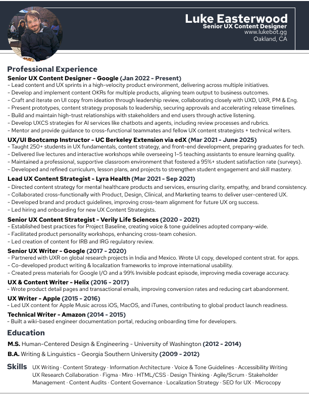 Luke Easterwood Resume